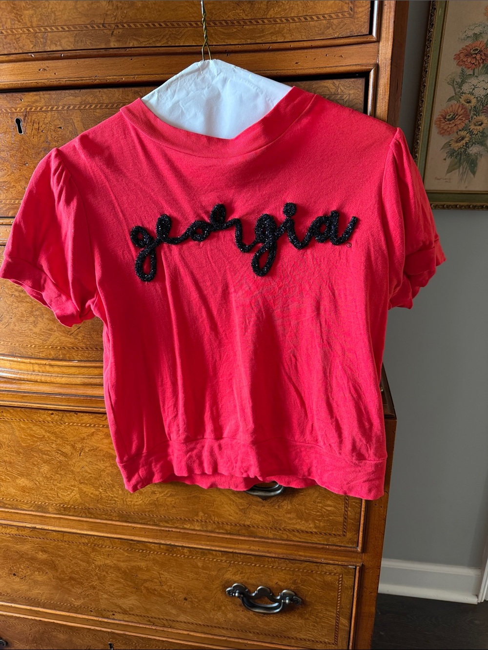 Red 'Georgia' Embellished Short Sleeve Top